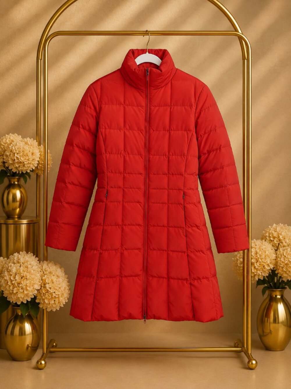 Marvin Richards Orange/Red 80/20 Down Feather Puffer Coat L Statement Outerwear